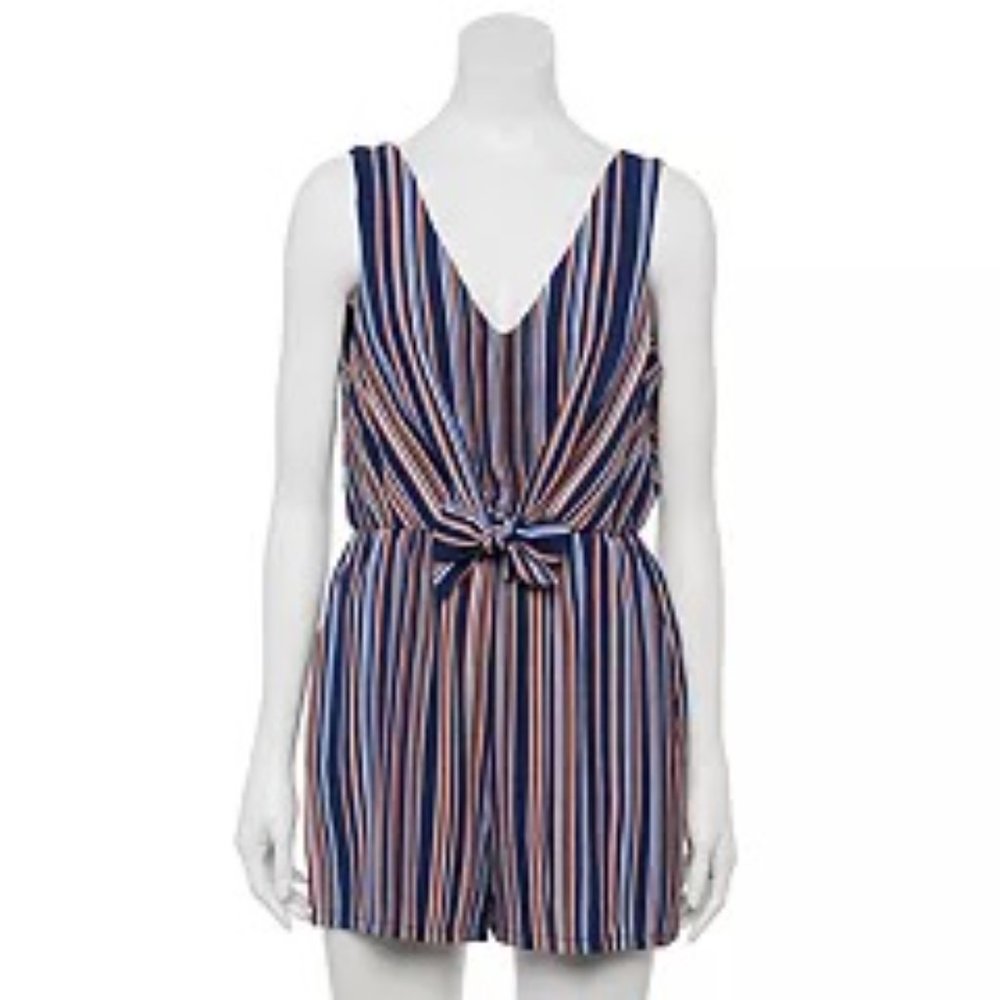 Lily Rose Striped Knot Front Romper NWT